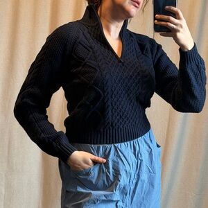Aritzia Sunday Best cable knot cropped quarter zip